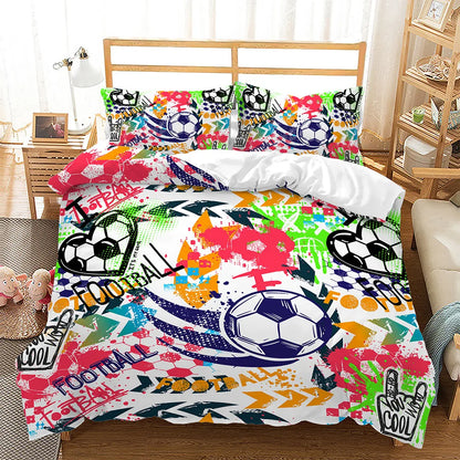 Kinder-Fußball-Bettbezug Queen Size, American-Soccer-Bettwäsche-Set, Sport-Bettdeckenbezug für Jungen, Mädchen und Kinder