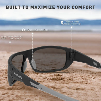 Kapvoe Polarized Sunglasses Men's Driving Shades Male Retro Sun Glasses Fashion Camping Hiking Fishing Classic UV400 Eyewear