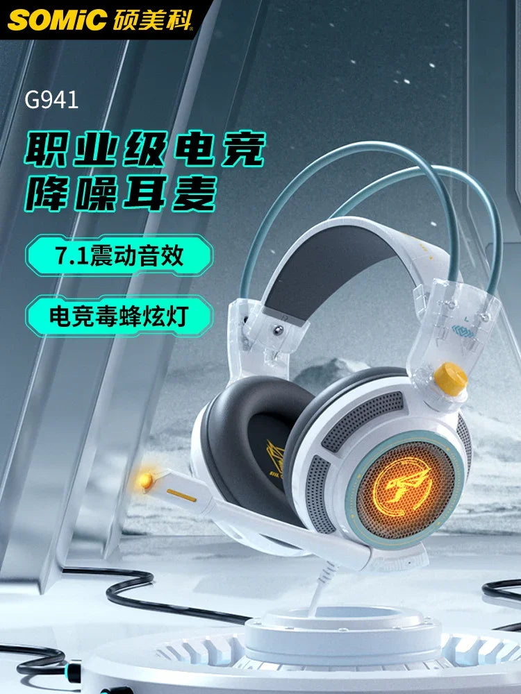 Somic G941 Wired Headphones Gamer Headphone Denoise Gaming Headphone Custom With Microphone Headsets 7.1 Stereo Sound Headset