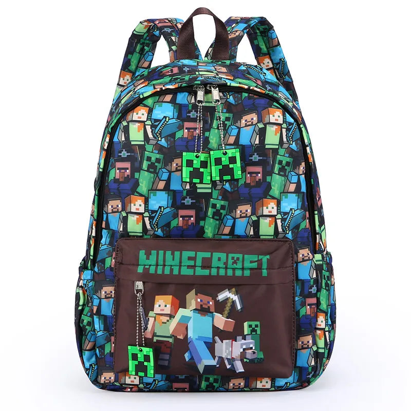 In Stock Minecraft Backpack Graffiti Print Lightweight School Backpack Casual Daily Travel Bag For Male Young Men Outdoor Use