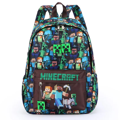 In Stock Minecraft Backpack Graffiti Print Lightweight School Backpack Casual Daily Travel Bag For Male Young Men Outdoor Use