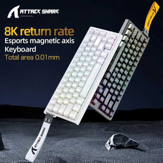 Attack Shark X68 HE Gaming Keyboard Magnetic Mechanical Wired for Pro Gaming 0.01mm Rapid Trigger 8000Hz 128K Rate