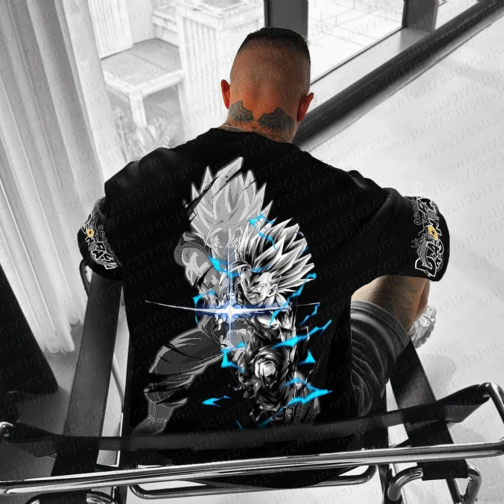 2026 Summer Dragon Ball T-Shirt aus 100% Baumwolle für Herren – neuer Anime-Print, bequem und atmungsaktiv, Plus Size, lässig und locker sitzend