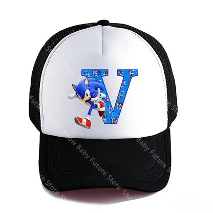 Summer Black Baseball Caps for Adult Cartoon Letters Sonics Boys Girls Outdoor Sports Breathable Mesh Hat Cute Anime Sunbonnet
