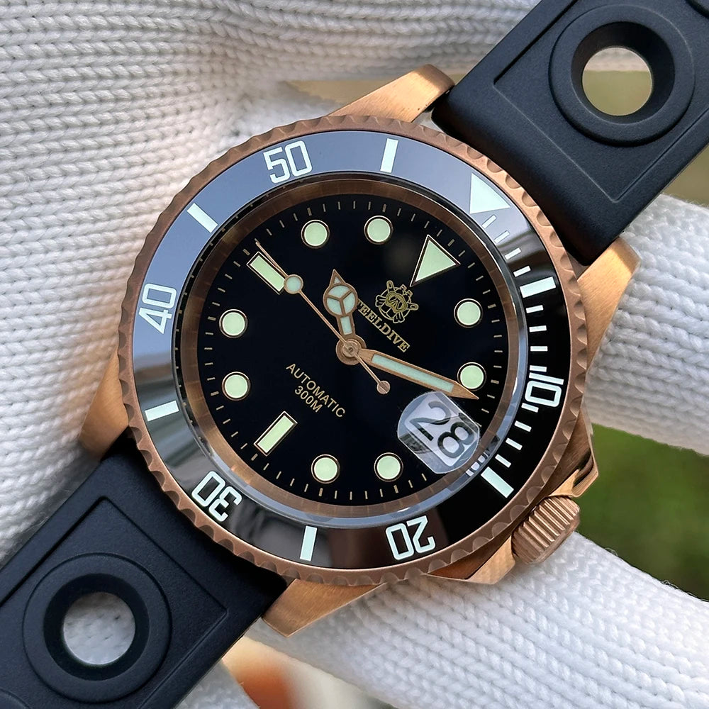 STEELDIVE Brand SD1953S Solid Bronze 41mm 30ATM Waterproof Sapphire Glass Super Luminous  NH35 Automatic Mens Dive Watch