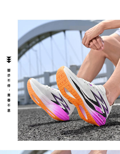Zapatillas de running nuevas con placa de carbono para maratón, deportivas para hombre, transpirables y ligeras, zapatillas deportivas cómodas antideslizantes para mujer, estilo casual
