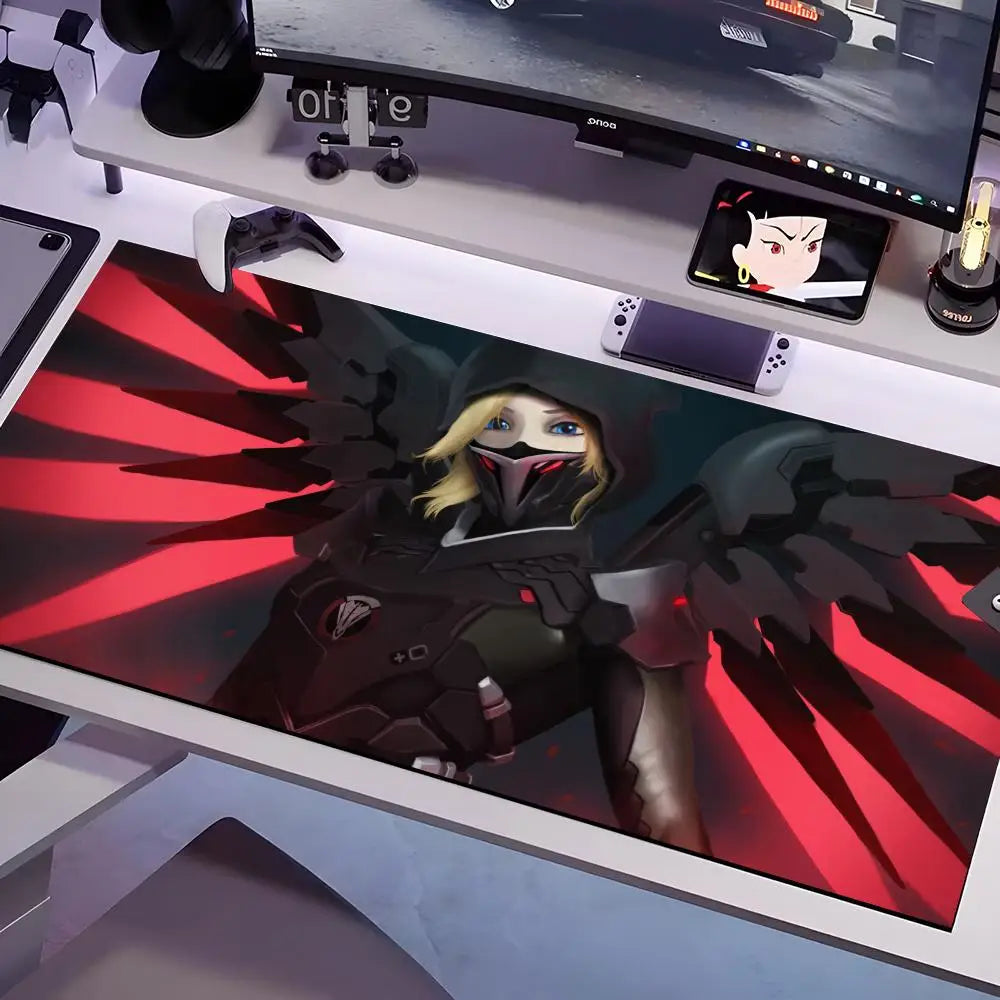 Tapete de Rato Overwatch em Vários Tamanhos, Grande e Quadrado, para Computador, Escritório e Gaming, com Base de Borracha Antiderrapante