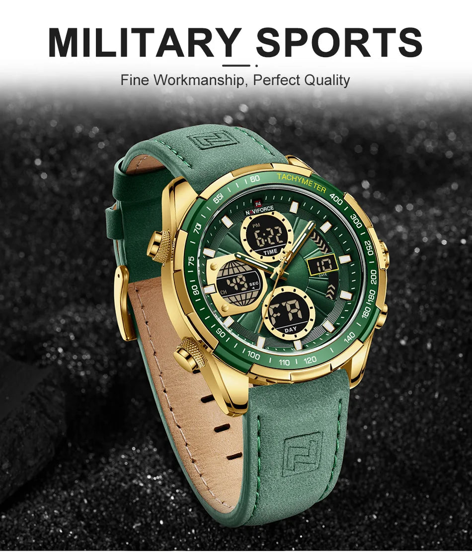 New NAVIFORCE Watches for Men Leather Mens Military Sport Waterproof Watch Quartz WristWatch Chronograph Male Clock