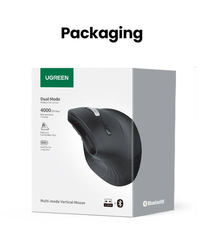 Mouse wireless Bluetooth 5.0 2.4G ergonomico 4000DPI con 6 pulsanti silenziosi per MacBook, tablet, laptop e computer PC