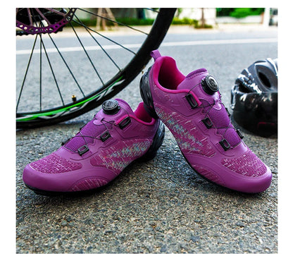 MTB Cycling Shoes for Men and Women T03 Purple Breathable Speed Self-Locking Road Cycling Sports Shoes Outdoor Racing Training Sneakers