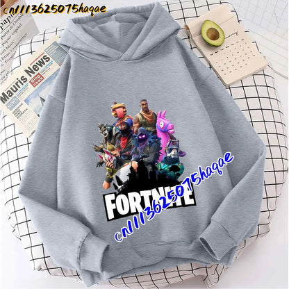 FORTNITED Kinder-Langarm-Hoodie für Mädchen und Jungen, Streetwear, Pullover-Sweatshirt für Babys, Anime-Mode, Kinderoberteil, Geschenk