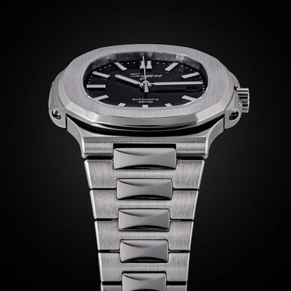Sugess Herrenuhr, automatische mechanische Armbanduhr, Miyota 9015 Uhrwerk, MOP-Zifferblatt, Leuchtfunktion, wasserdicht bis 5bar, Luxus-Armband S466