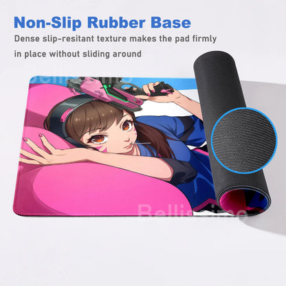 Acessórios Gaming O-Overwatch D-D.va Tapete de Rato Grande para Teclado e Rato, Deskmat XXL Estendido para PC, Tapete Gamer