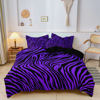 3pcs Bedding Set Rose Red Zebra Print Leopard Print Digital Print Duvet Cover Set,,Digital Print,Using A Family Hotel Dormitor