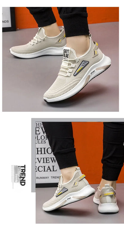Hot Sale Of The Season New Men's Running Shoes Breathable Lightweight Knitted Lace-Up Sports Sneakers Fashionable Korean Styl...