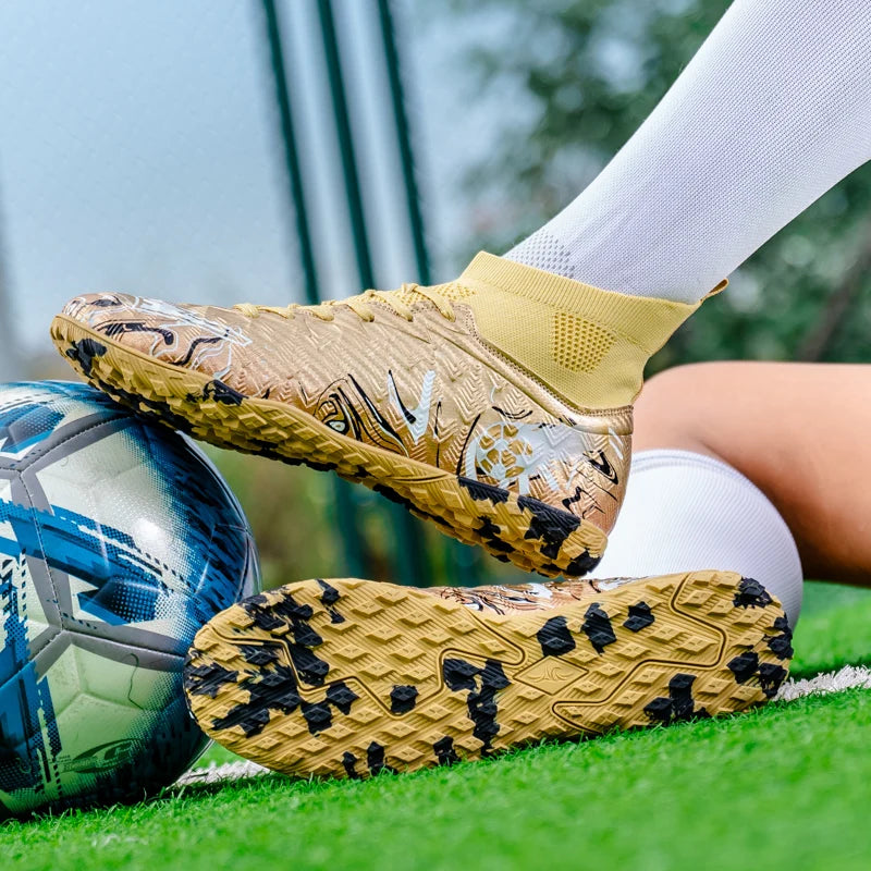 Chaussures de football pour hommes et femmes, crampons antidérapants pour terrain synthétique, baskets de futsal, chaussures de football à crampons pour terrain gazonné, support de cheville, pour l'extérieur