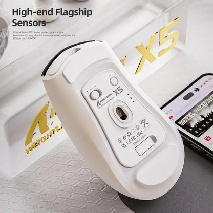 ATTACK SHARK X5 kabellose Gaming-Maus, leicht, Tri-Mode-Verbindung 2.4GHz/kabelgebunden/Bluetooth, RGB-Makro-Maus