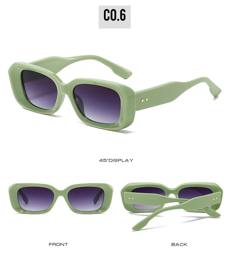 SHAUNA Retro Square Sunglasses Women Fashion Rivets Gradient Shades UV400 Men Green Pink Sun Glasses