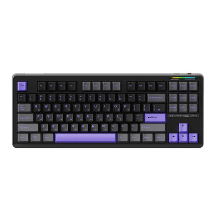 Teclado sem fios AULA×LINGBAO K87 com letras coreanas, montagem gasket, teclas PBT, software de macros e switches LEOBOG