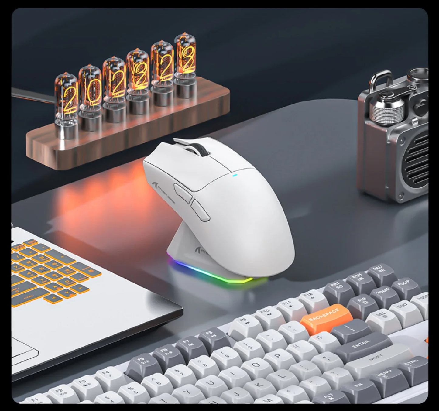 Attack Shark X11&R1 Tri-Mode-Bluetooth-Wireless-Maus mit Ladestation, RGB, ergonomische leichte Maus, PC-Gaming-Zubehör