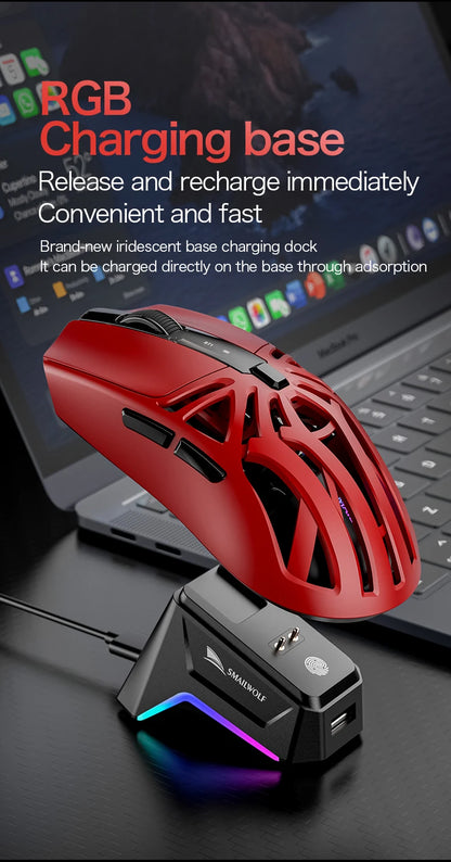 SMAILWOLF M8 Bluetooth Wireless Mouse, Three-Mode RGB Charging Base E-sports Gaming Mouse, PAW3311 Lightweight Gaming Office