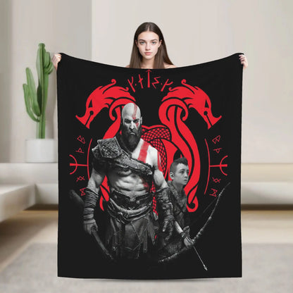 God of War Game Gamers Kratos Blanket Quality Super Soft  Throw Blanket Spring Decorative Couch Chair Sofa Bed Pattern Bedspread