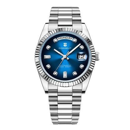 Luxuriöse Corgeut 36MM Herrenuhr ST1644 Automatische mechanische Armbanduhr mit Saphirglas Relogio Masculino 10BAR Day Swim Dress Watch