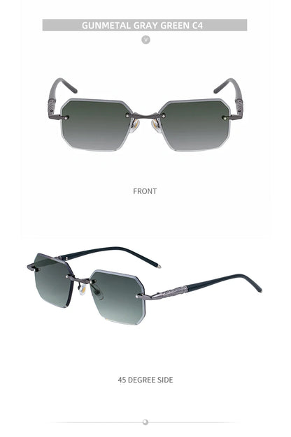 Square Rimless Punk Sunglasses Men 2026 Luxury Brand  Polygon Frameless Sun Glasses For Male Steampunk Driving Eyewear Shades