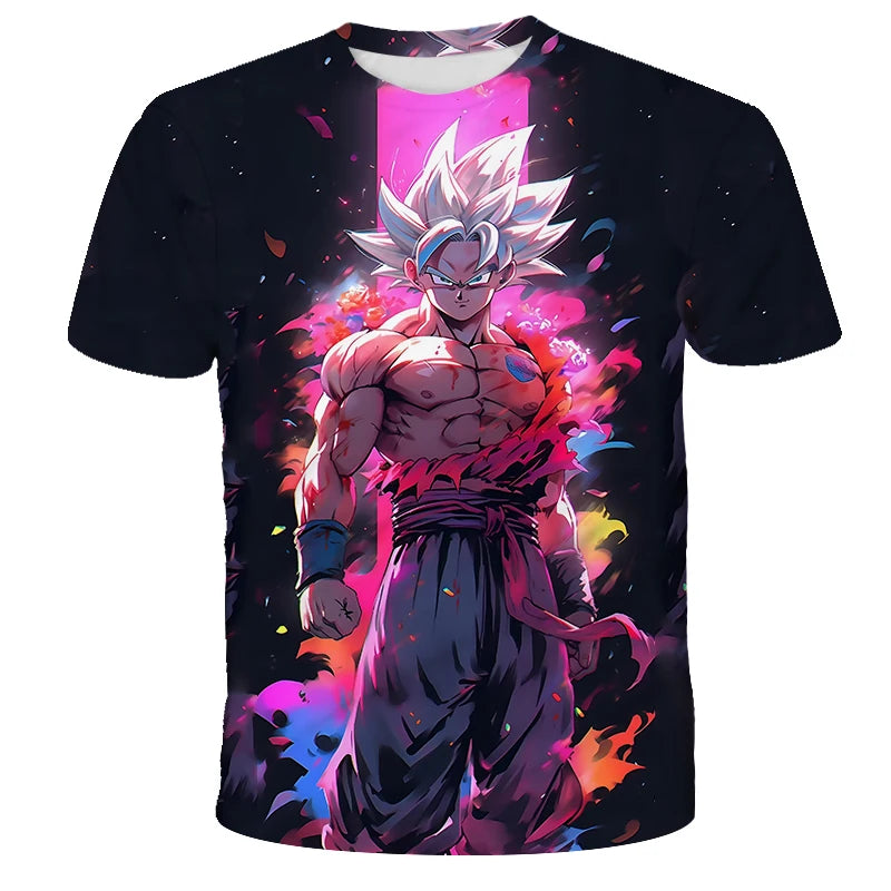 2026 Summer Anime Dragon Ball Z Super Saiyan Men's Clothing Kids CosPlay Goku T-shirt Japanese T-shirt Breathable Short Sleeves