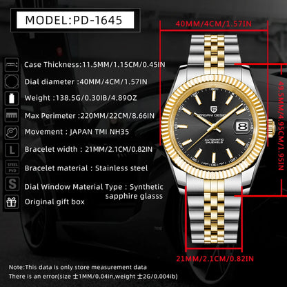 Relojes PAGANI DESIGN 2026 nuevos de lujo en oro y plata, relojes mecánicos para hombre, acero inoxidable, cristal de zafiro, reloj automático