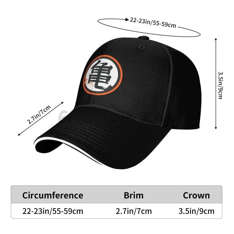 DBZ Kanji Print Baseball Cap Men Adjustable Sun Hat Luxury Trucker Sandwich Cap Women Casual Snapback Bucket Caps Golf Hats