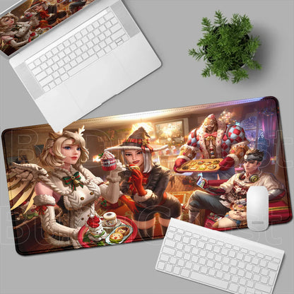 Tapete de rato gaming Overwatch Anime Girl grande XXL com impressão HD, base para teclado de computador, portátil e escritório, tapete de secretária em borracha macia 900x400 MM