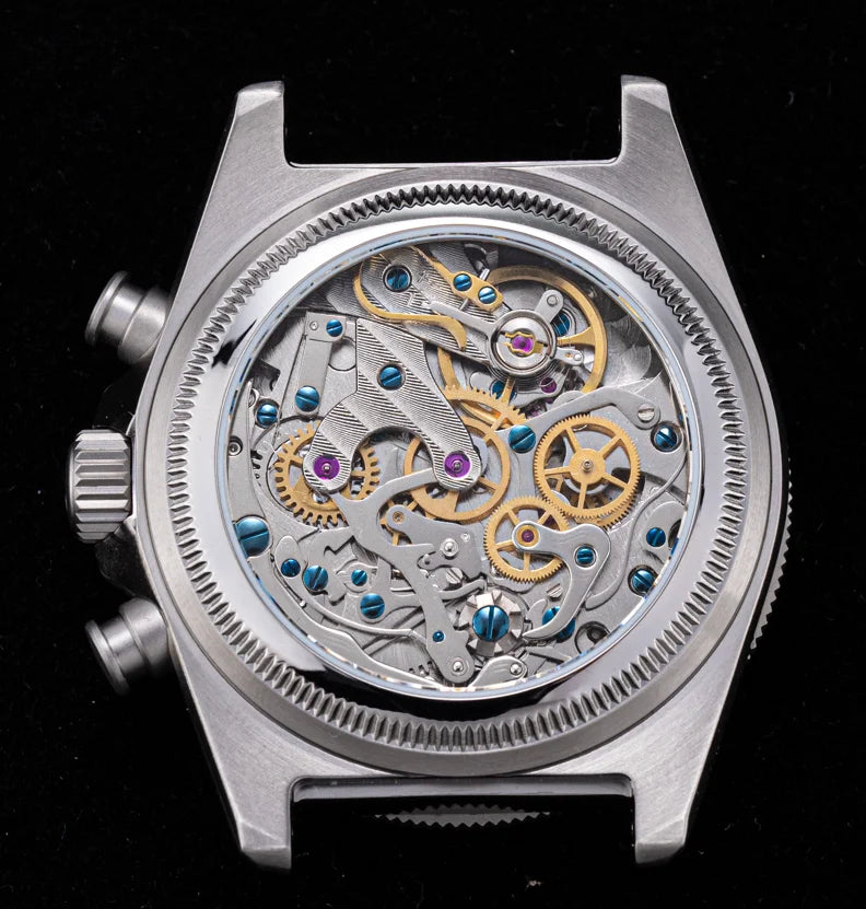 SEESTERN cronógrafo para hombre, reloj mecánico con movimiento Tianjin ST1901, cristal de zafiro, correa de nailon con velcro, esqueleto luminoso