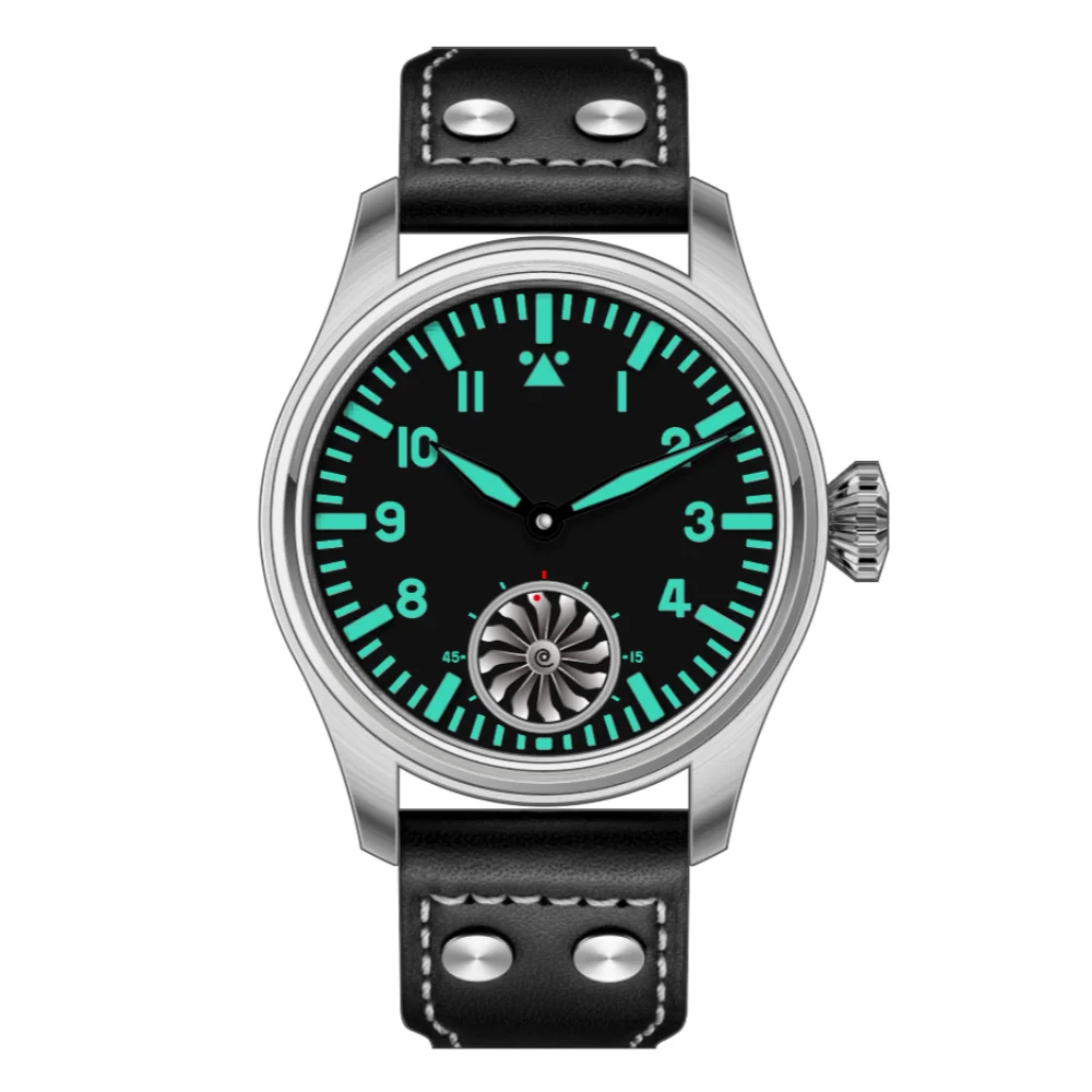 Hruodland 2025 Nuovo orologio meccanico da uomo Seagull ST3620 Retro Pilot 43MM BGW-9 luminoso, vetro zaffiro, turbina, Reloj Hombre