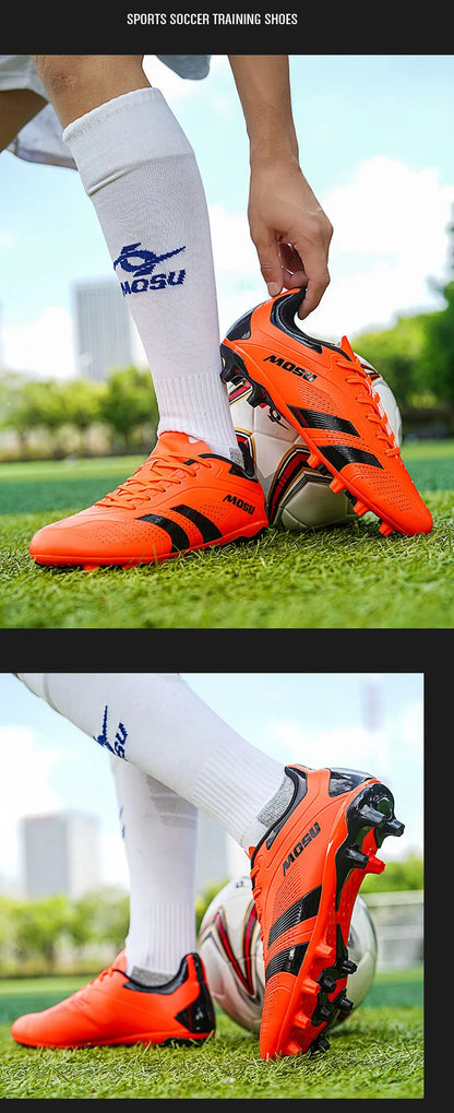 Neue Fußballschuhe für Herren und Damen, Hallen- und Outdoor-Sportschuhe mit langen Stollen und Multinocken für das Fußballtraining auf Matten