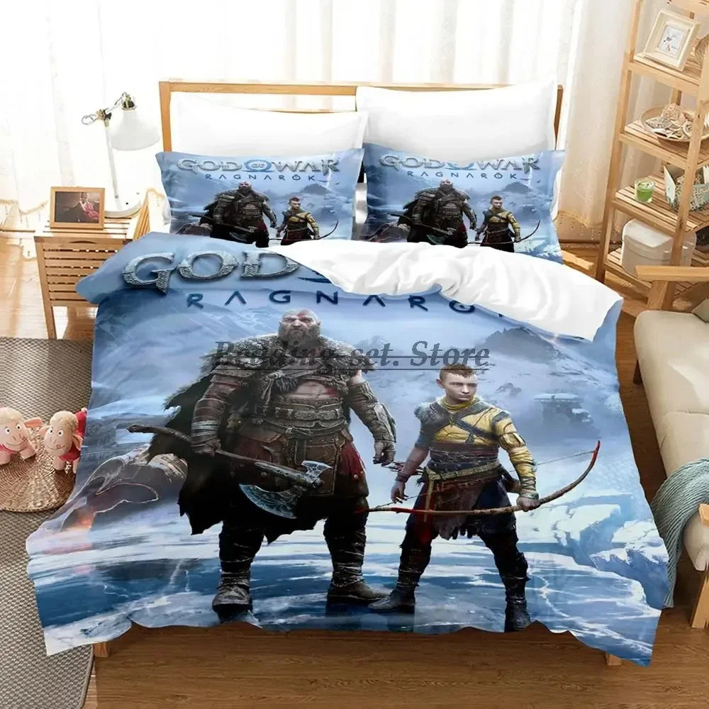 2023 Game God of War Bedding Set Single Twin Full Queen King Size Bed Set Aldult Kid Bedroom Duvetcover Sets Anime Bed Sheet Set