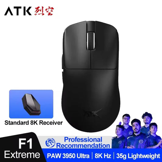 Mouse da gaming wireless ATK BlazingSky F1 Extreme PAW3950 Ultra Dual-Mode 8000Hz 35g leggero per e-sport FPS