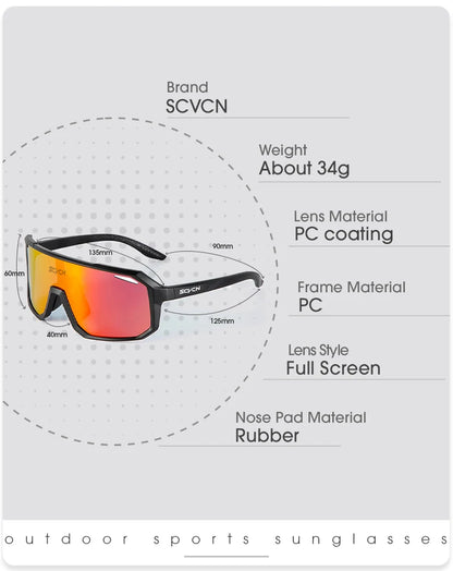 SCVCN New Outdoor Cycling Glasses Bike Sunglasses Men UV400 Eyewear Sports MTB Goggles Bicycle Women Riding Hiking Sunglasses
