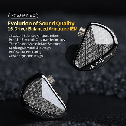 Auriculares intrauditivos KZ AS16 PRO X HiFi In-Ear Monitor – auriculares con cable con micrófono y 8 drivers de armadura balanceada