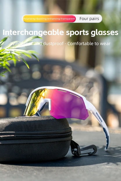 ROCKBROS Bike Glasses Polarized Men Women Bicycle Glasses 4Lens MTB Road Cycling Eyewear Glasses With Myopia Frame Sunglasses