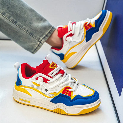 Zapatillas casual de malla para hombre, cómodas zapatillas de running masculinas con cordones, zapatos de skate con plataforma para hombre, zapatillas deportivas para estudiantes