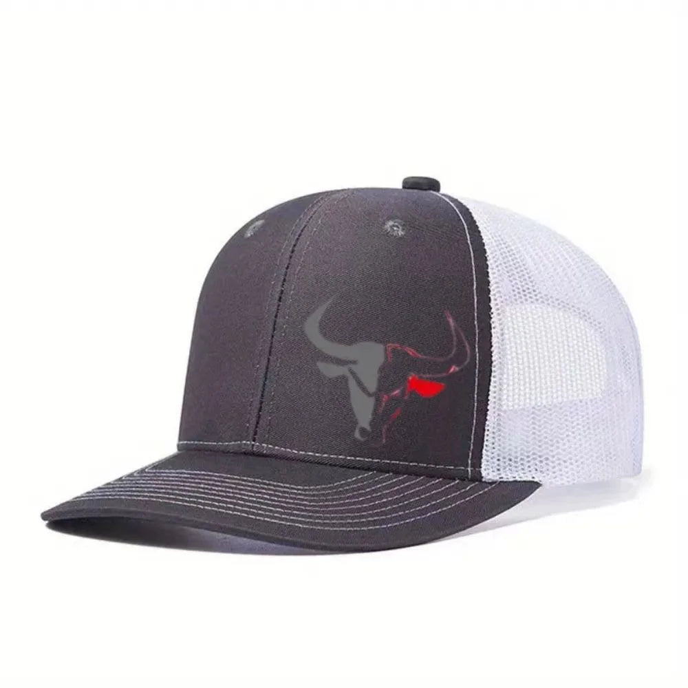 Casual Bull Head Print Summer Baseball Cap Breathable Hip Hop Sports Visor Mesh Adjustable Sun Hats Men Women