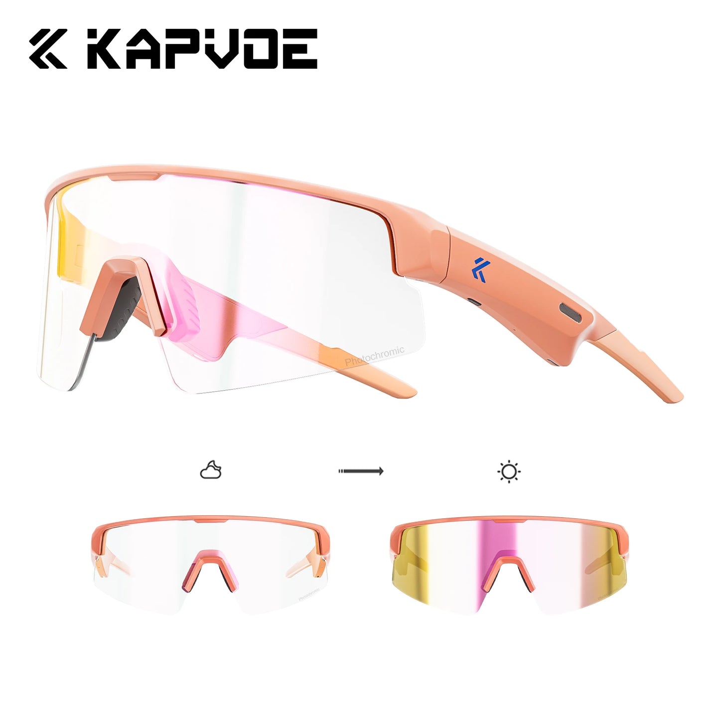 Kapvoe Bluetooth Sunglasses Smart Cycling Glasses Wireless UV400 Protection Goggles Telephone MP3 Sports Cycling Glasses Men