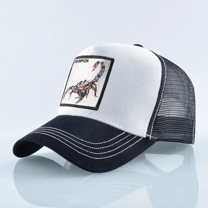 Unisex Trucker Cap With Embroidery Scorpion Patch Men's Baseball Cap Women Snapback Hip Hop Hat Outdoor Breathable Visor Hat