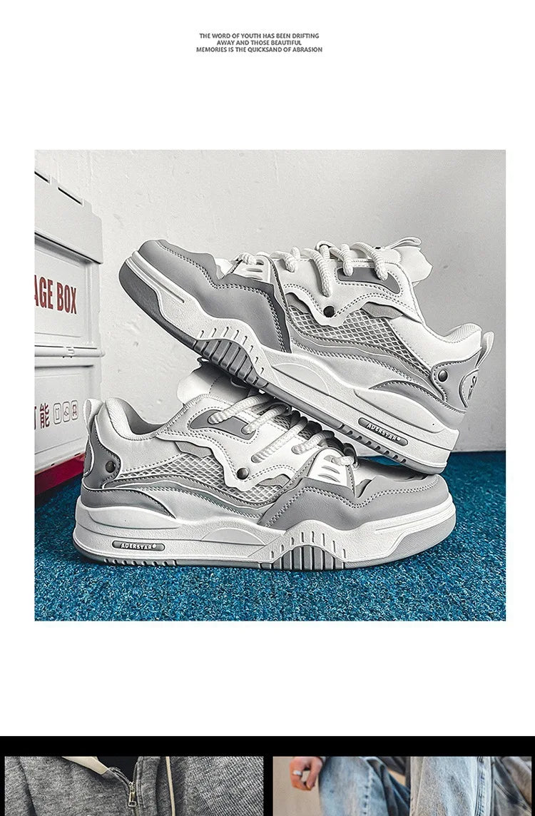 Zapatillas casual de malla para hombre, cómodas zapatillas de running masculinas con cordones, zapatos de skate con plataforma para hombre, zapatillas deportivas para estudiantes