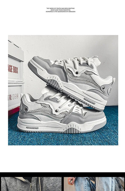 Zapatillas casual de malla para hombre, cómodas zapatillas de running masculinas con cordones, zapatos de skate con plataforma para hombre, zapatillas deportivas para estudiantes