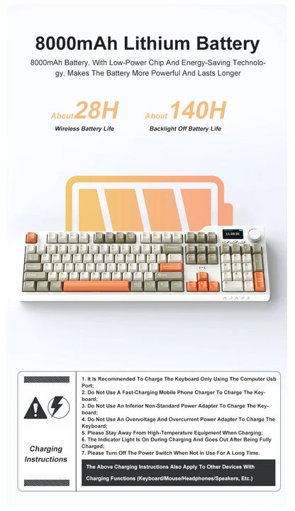 Neue AJAZZ AK35I V3 MAX Tri-Mode kabelgebundene Bluetooth-Wireless-Gaming-Tastatur mit Gasket-Struktur, Full-Key-Hot-Swap, 104 Tasten, individuell anpassbare Tastatur