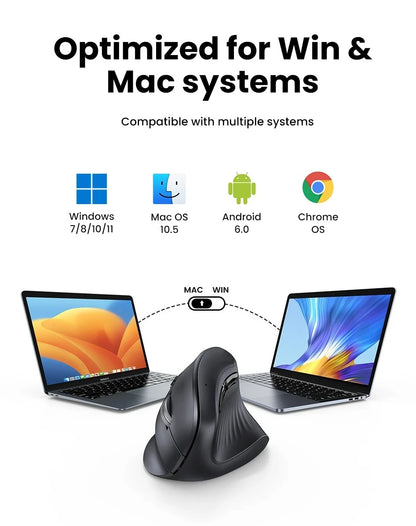 Mouse wireless Bluetooth 5.0 2.4G ergonomico 4000DPI con 6 pulsanti silenziosi per MacBook, tablet, laptop e computer PC