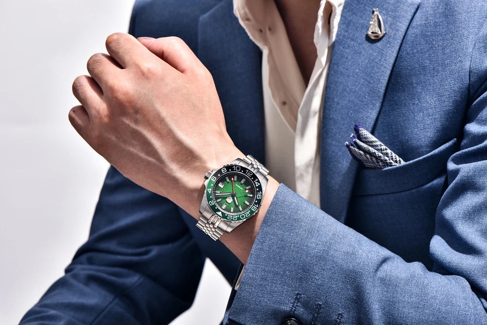 2026 RollsTimi New Men's Watches Luxury GMT Automatic Watch For Men Mechanical Wristwatch AR Sapphire Mirror Luminous Clock NH34