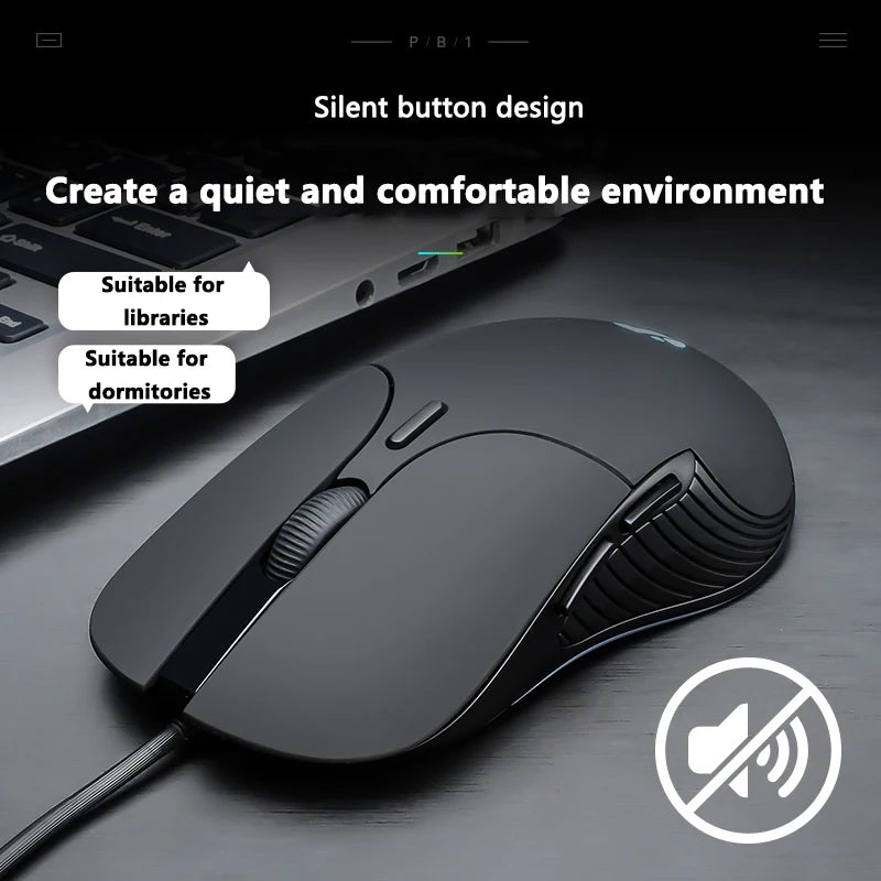 Mouse cablato USB INPHIC B1 silenzioso da ufficio e gaming per PC e laptop